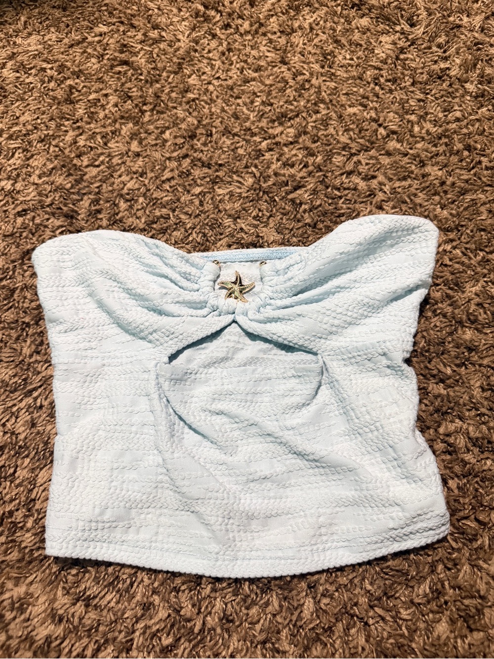 SHEIN Light Blue Strapless Tube Top with Star Charm